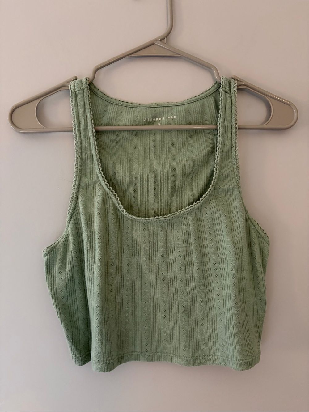 Aeropostale Light Sage Ribbed Crop Tank Top